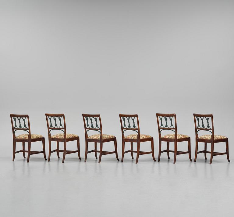 A set of six Russian Empire chairs, early 19th century.
