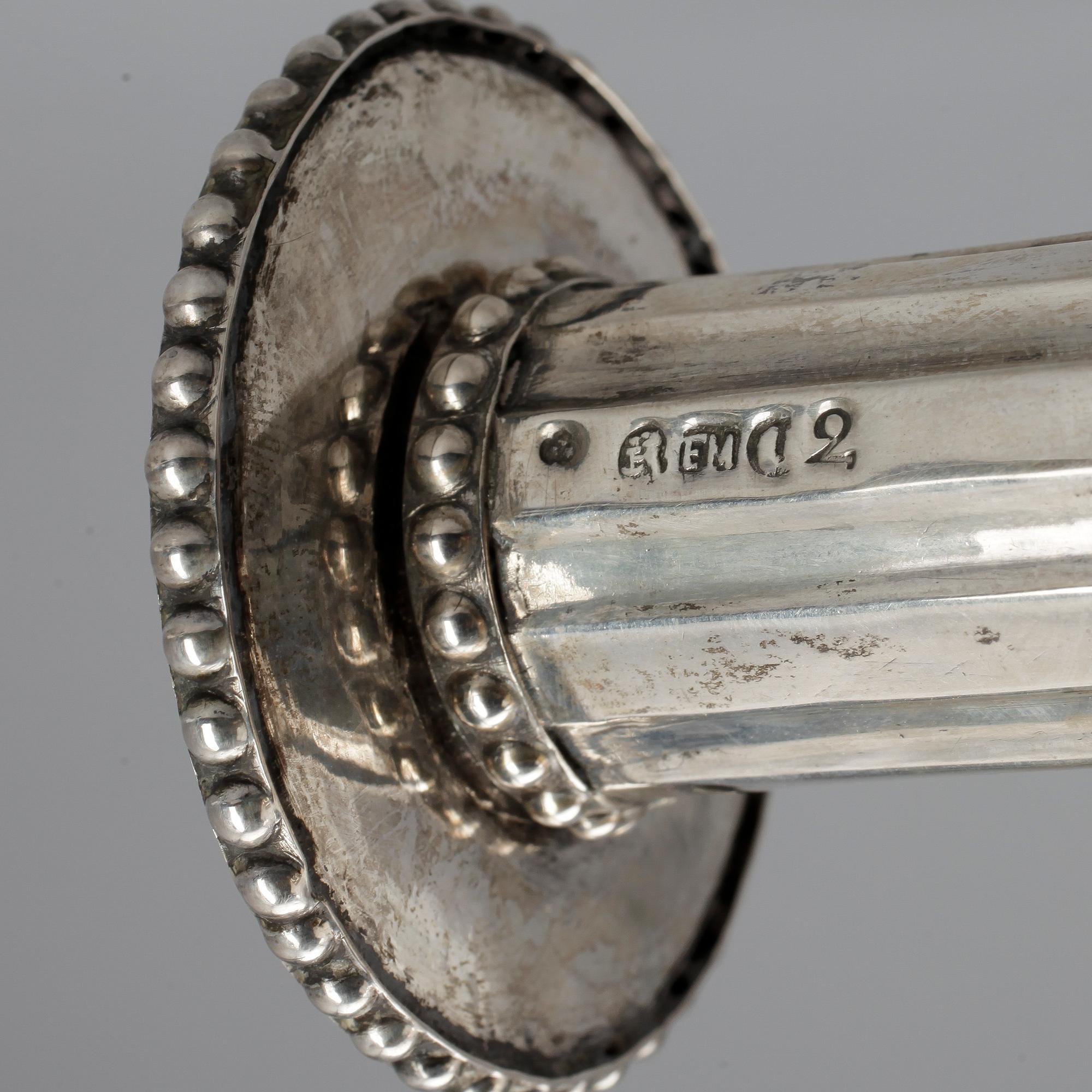 LJUSSTAKAR, ett par, silver, Erik Mörlander, Kalmar, 1786.