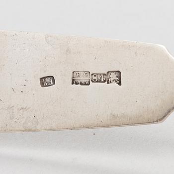 A Grachev silver soup ladle, Saint Petersburg, 1894. Imperial warrant mark. Spoon, silver, unidentified master, 1856.