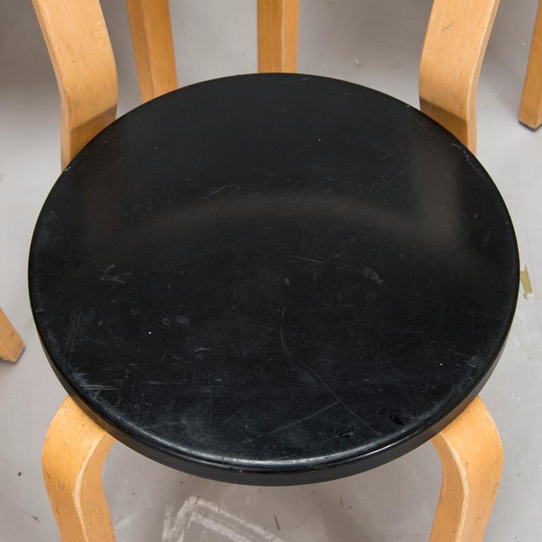 Alvar Aalto, stolar, 6 st, modell 68, Artek 1960-tal.