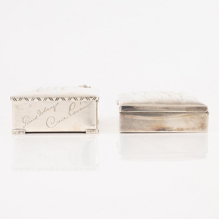 Cigarette cases 2 pcs, silver, CG Hallberg 1925 and 1934.