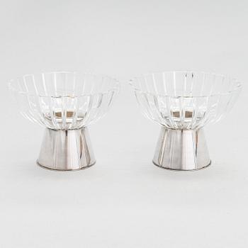 Saara Hopea, A pair of silver and cut crystal candleholders, Kultakeskus, Hämeenlinna 1961. Design year 1953.