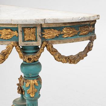A Gustavian style console table, around 1900.