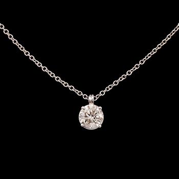 HÄNGE MED KEDJA, 18 k vitguld, briljantslipad diamant 0.85 ct.