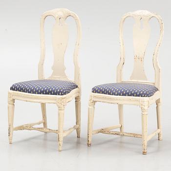 Stolar, 6 stycken, snarlika, Stockholmsarbeten, 1700-talets senare del, Transition.
