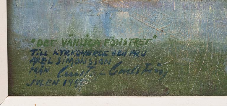 GUSTAF CARLSTRÖM, olja på duk, signerad med dedikation och daterad julen 195(?).