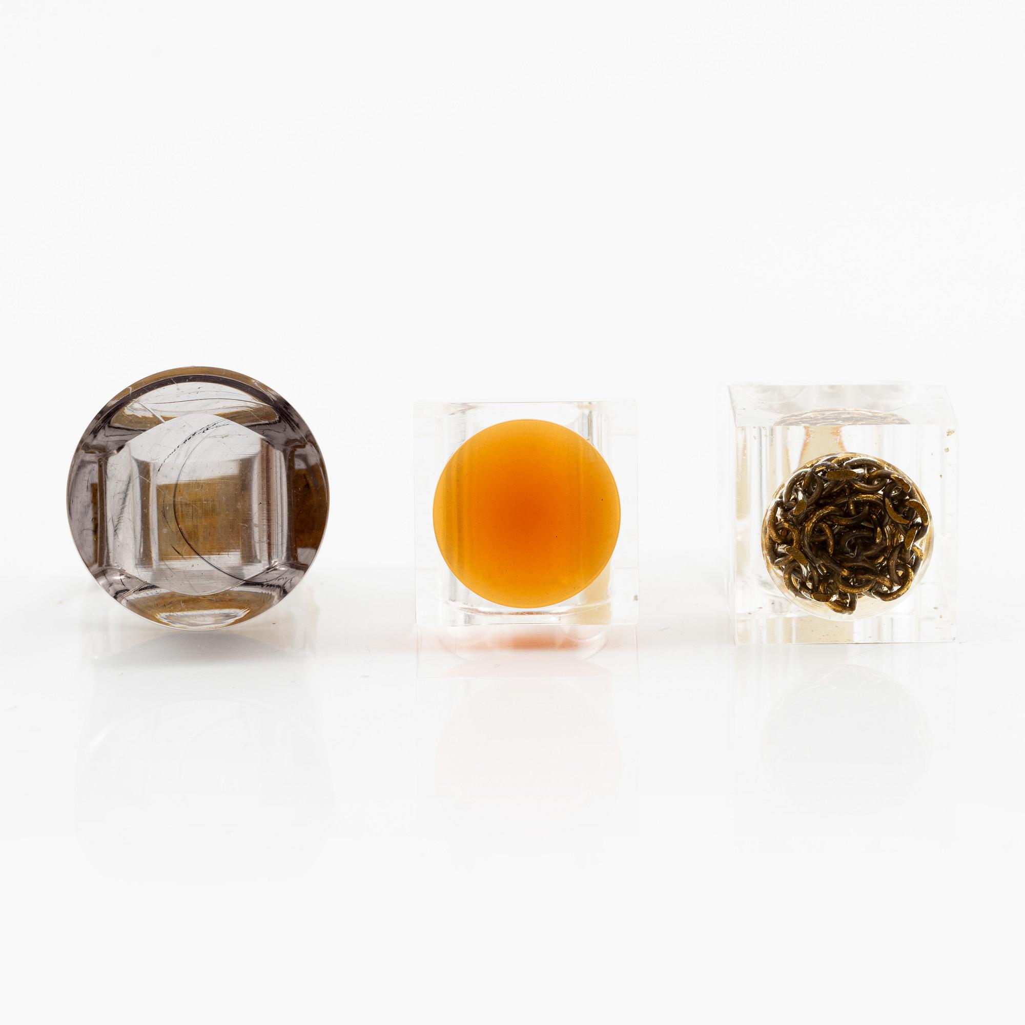 Siv Lagerström, three acrylic rings, 1970s.