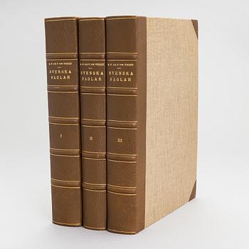 Book, 3 vol, "Svenska Fåglar", M,W & F von Wright. 1924 and 1929 Stockholm.