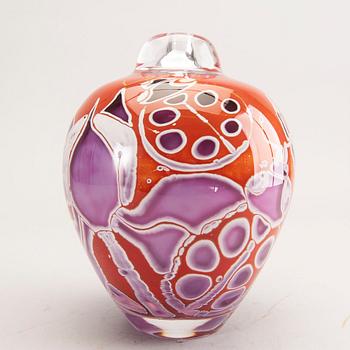 Elna Melusine Jolom, a signed graal unique vase 2014 Österlens glashytta.
