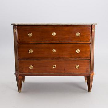 A CHEST OF DRAWERS, by Carl Lindborg, Gustavian, Late 18th Century, signed with the carpenters guildmark.