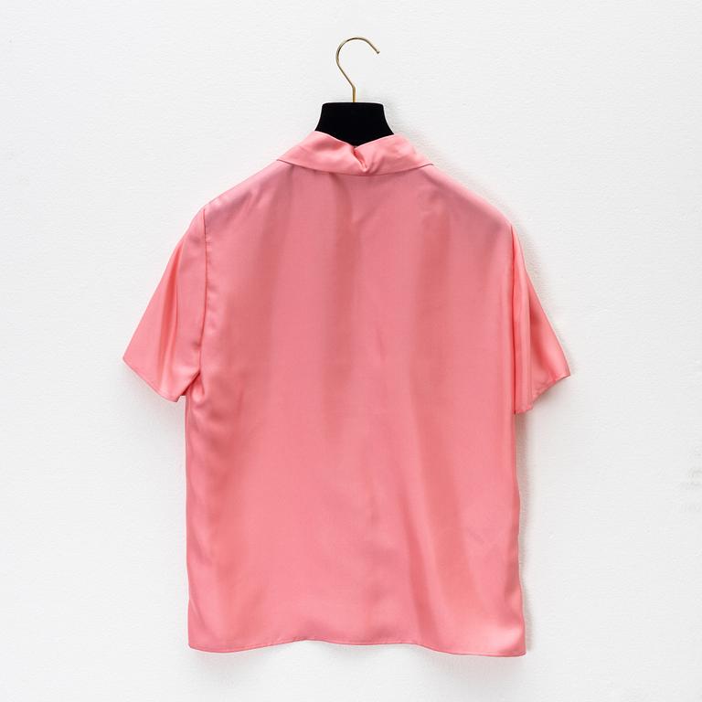 Prada, a pink silk blouse, size 36.