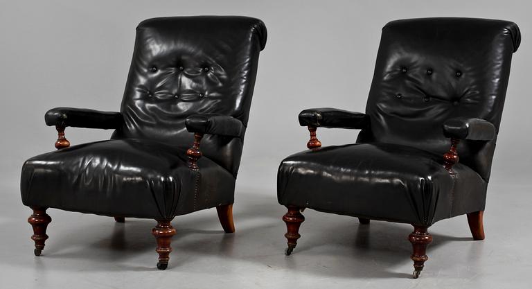 FÅTÖLJER, ett par, 1800-talets andra hälft.