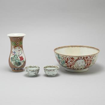 PARTI PORSLIN, 4 delar, Kina, Qianlong (1736-1795).