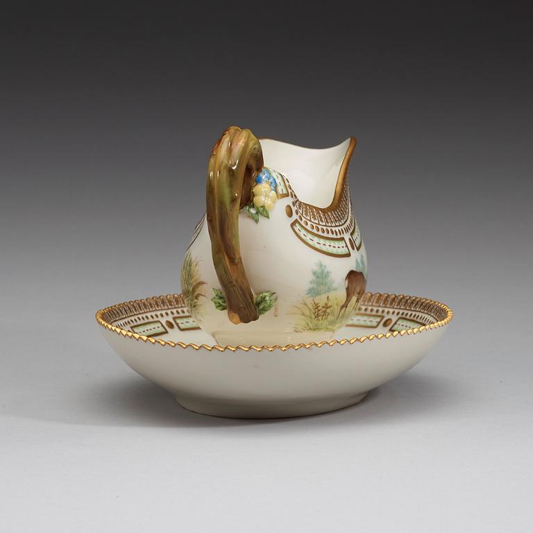 A Royal Copenhagen 'Fauna Danica' sauceboat, Denmark, 20th Century.