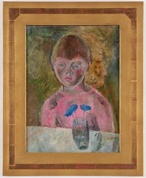 Siri Derkert, Child portrait with cornflowers.