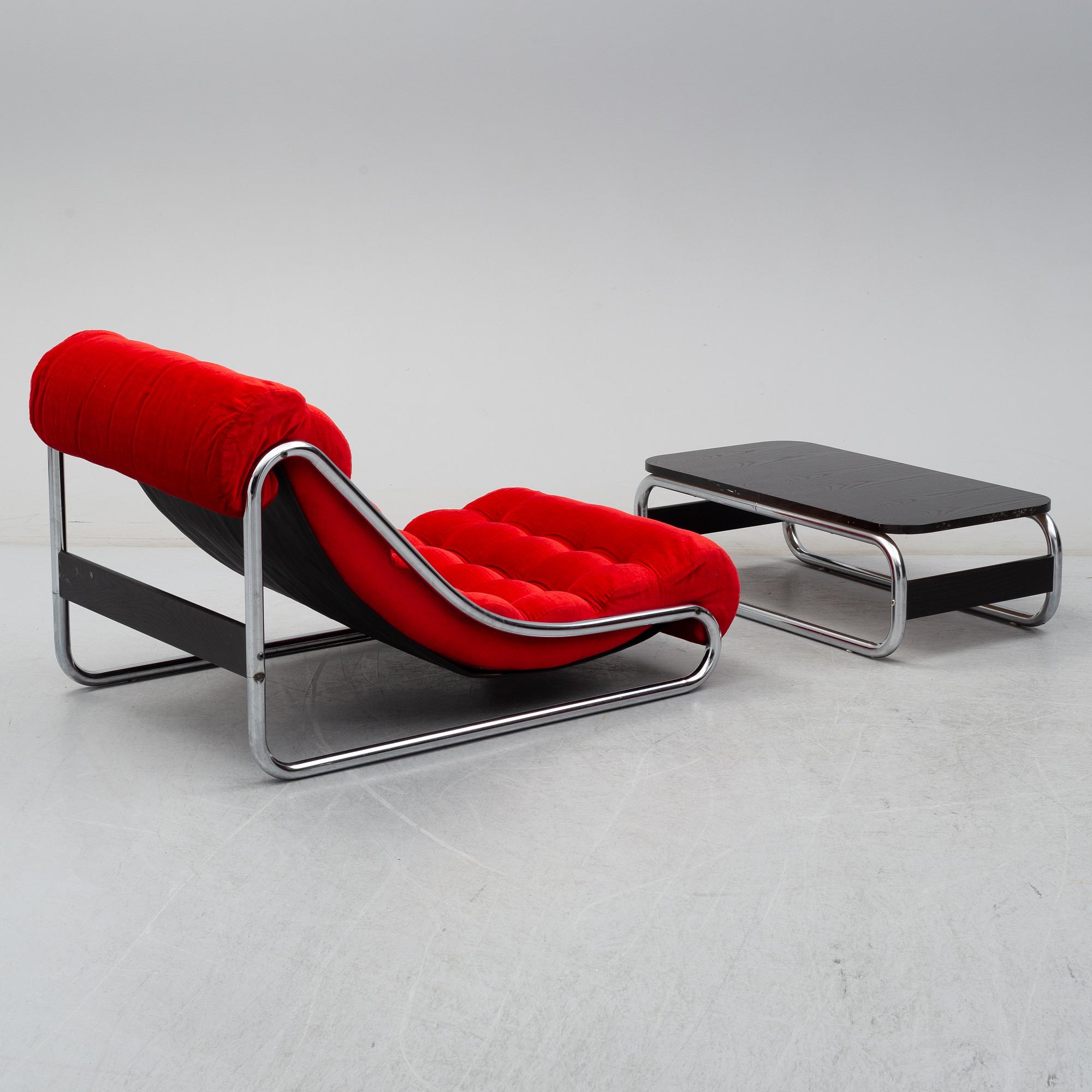 GILLIS LUNDGREN, fåtölj samt bord, "Impala", IKEA.