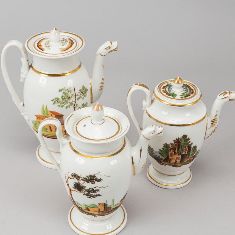 A French part coffee and tea service, empire, early 19th century (18 pieces).
