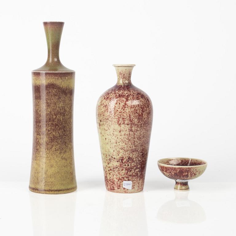 Sven Wejsfelt, two stoneware vases and a bowl, Gustavsberg Studio 1985.