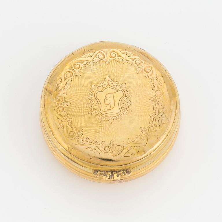 PILLERASK, 18 k guld, omkring år 1900.