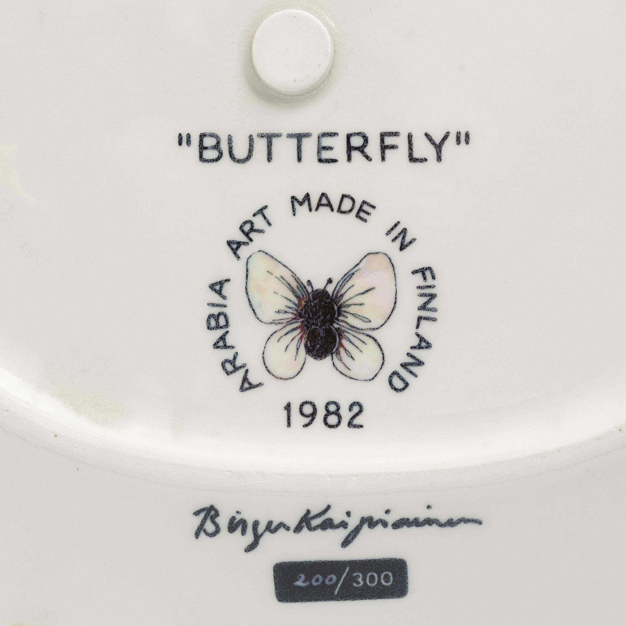Birger Kaipiainen, fat, "Butterfly", 1982, Arabia Art, Finland, 1982.