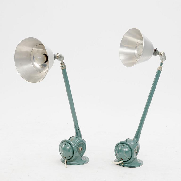 Johan Petter Johansson, a pair of wall lamps, "Triplex-Pendel", Enköping, first half of the 20th century.