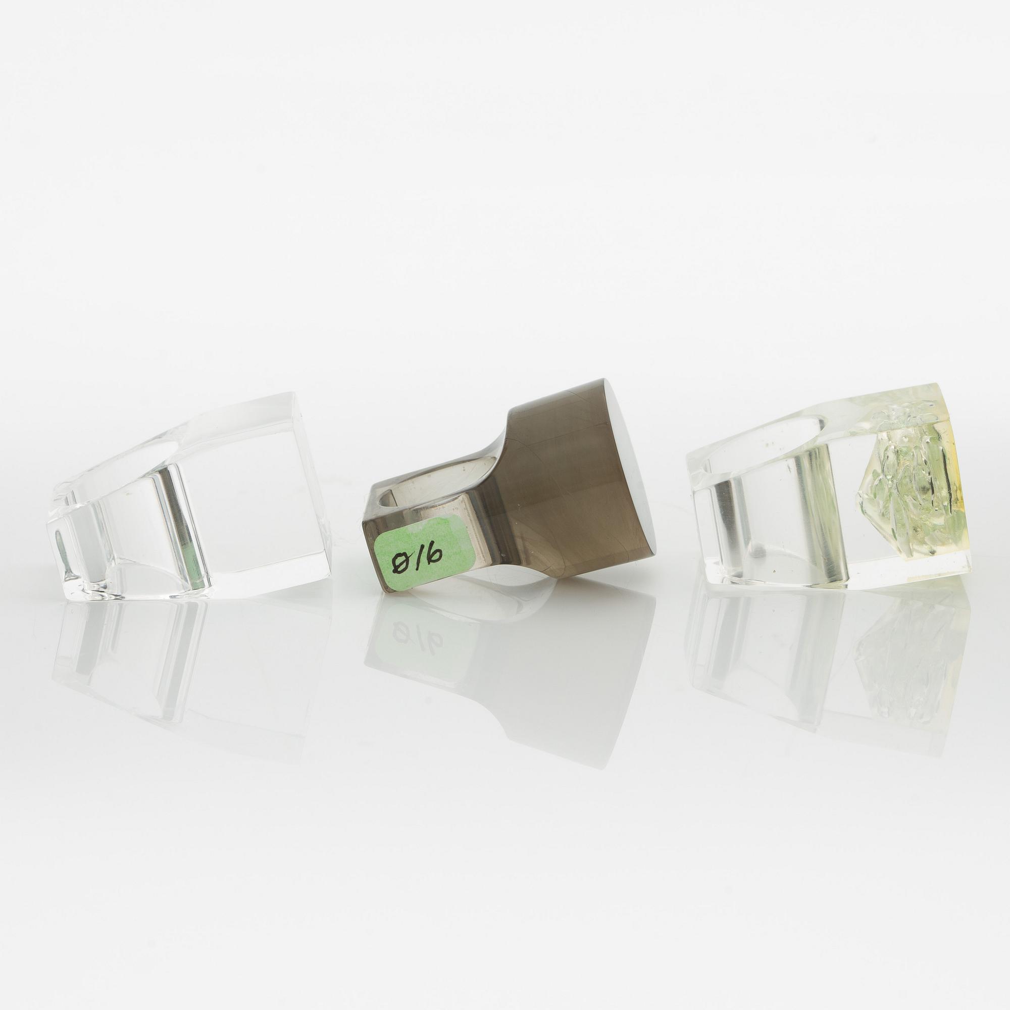 Siv Lagerström, three rings, acrylic plastic, 1970s.