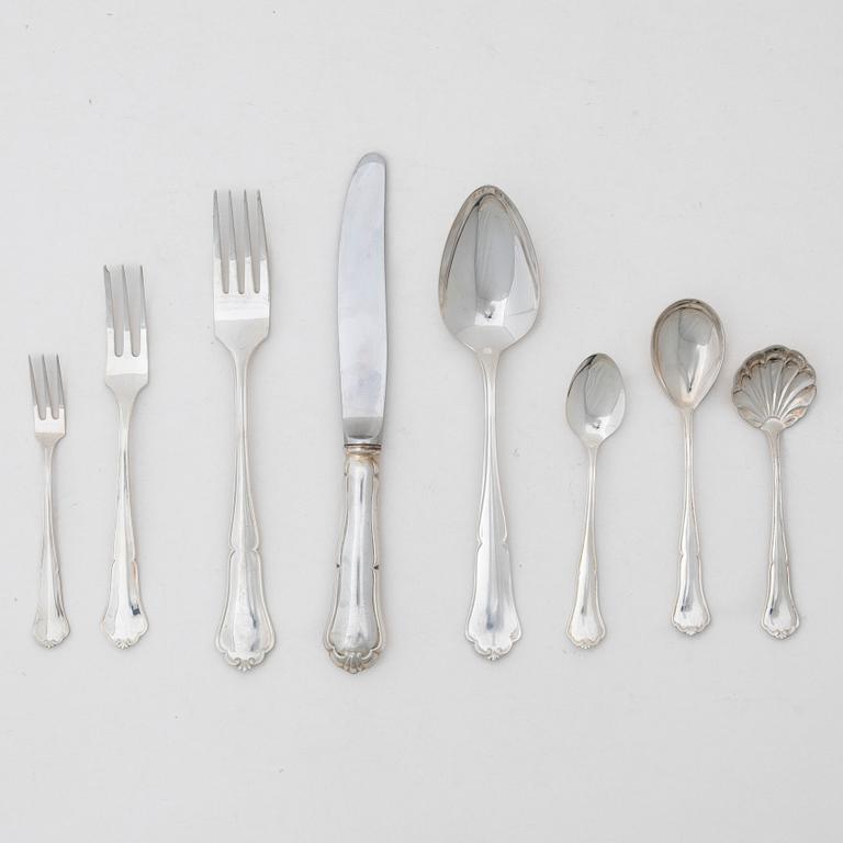 Bestickservis, 81 delar, silver 830, modell Chippendale, KPL, 1994.