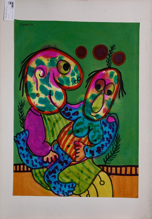 FLAVET, CLAUDE. Blandteknik, 3 st, sign. o dat -73.