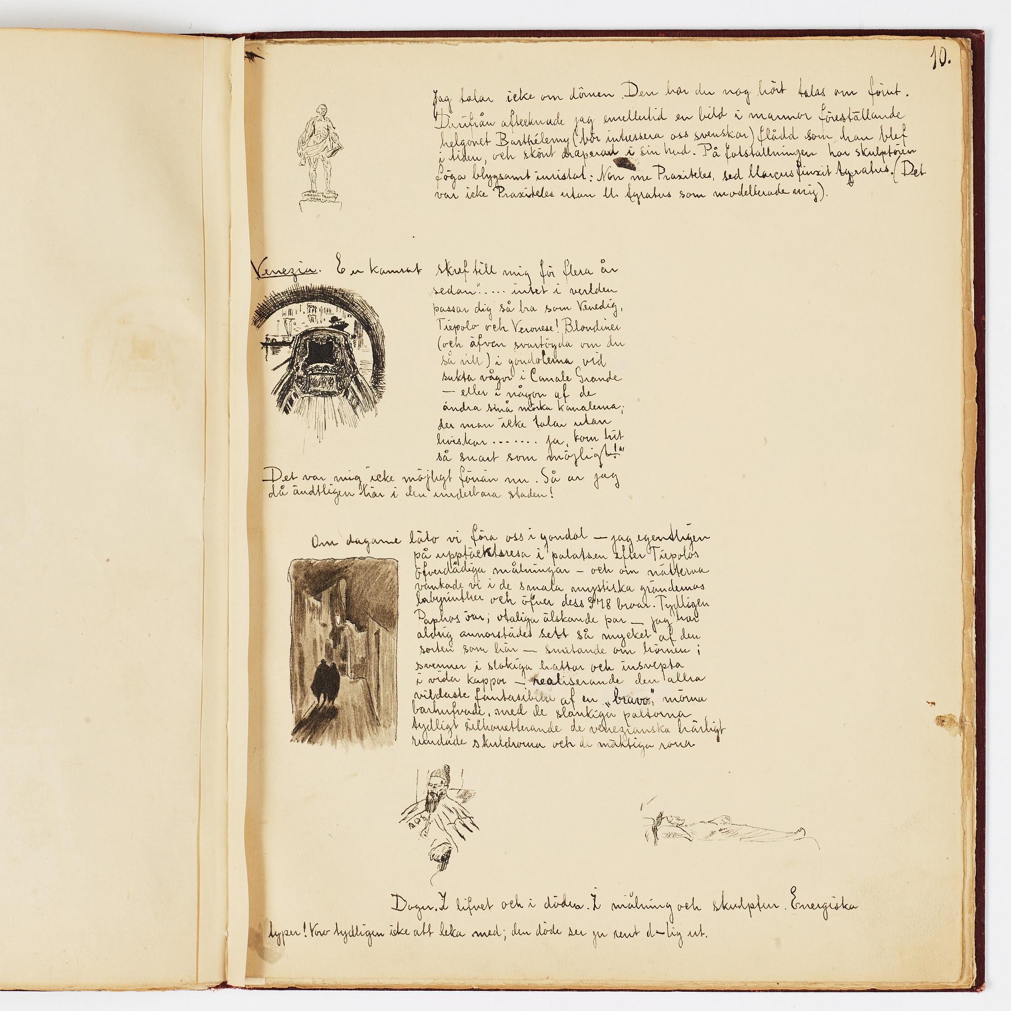Carl Larsson, CARL LARSSON, illustrated travel story, "Från Stockholm till Messina" (From Stockholm to Messina), 1886.