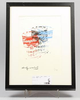 WARHOL, ANDY, efter, 2 st. Tryck. Numr. 1/75, resp. 23/75.