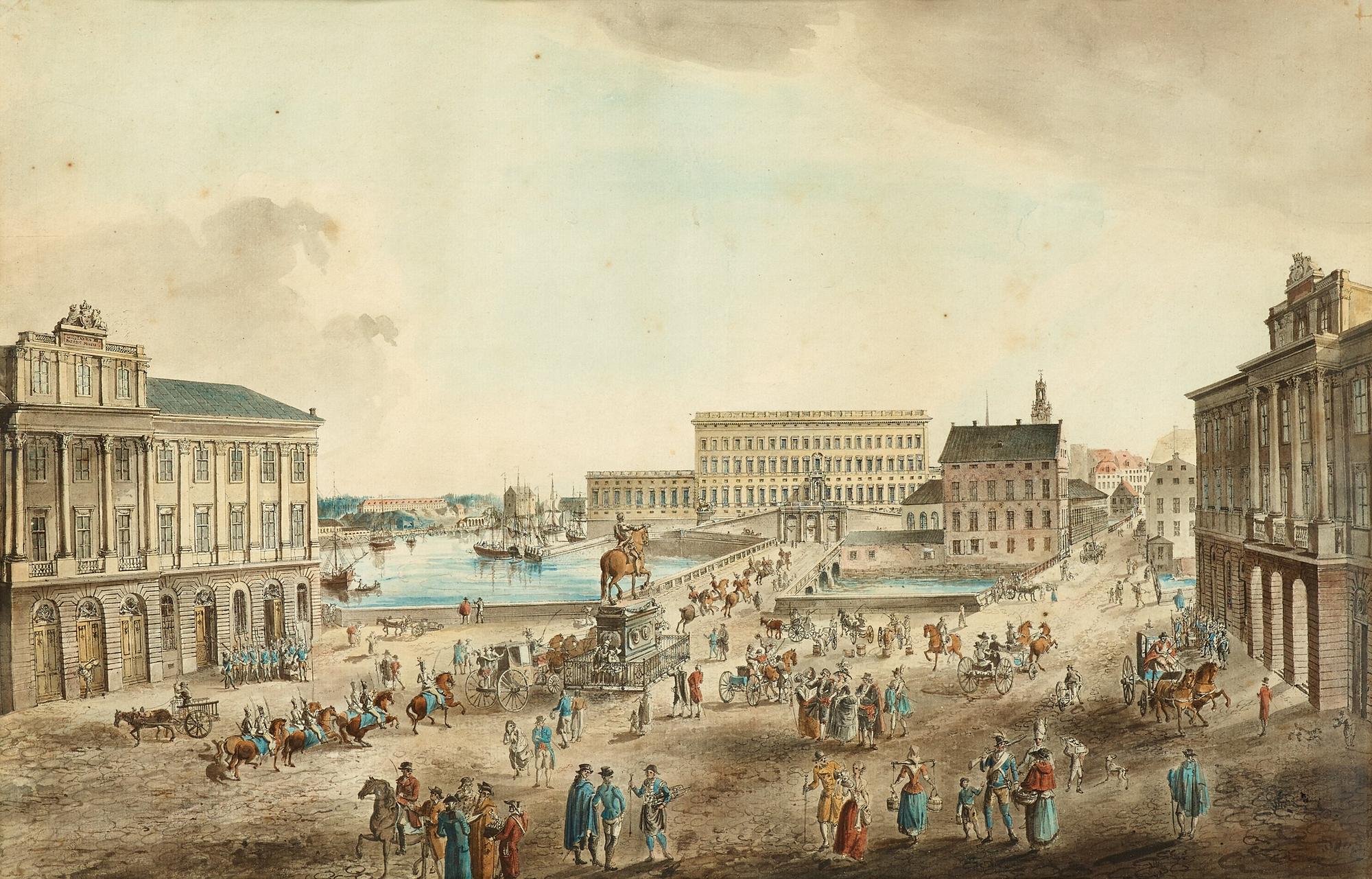 Johan Fredrik Martin, "Norr Malms Torg", from: Svenska Vuer.