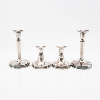 Candlesticks, 2 pairs, silver, MGAB Uppsala, late 20th century.