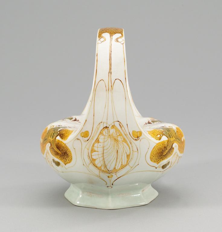A Roelof Sterken Art Nouveau eggshell porcelain vase, Rozenburg, the Hague, Holland.
