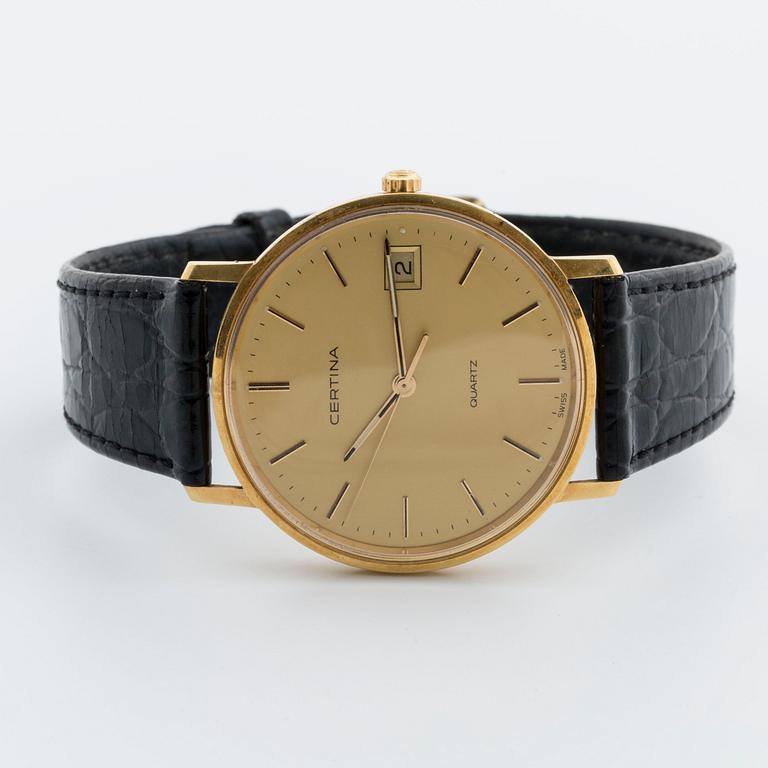 A Certina 18k gold quartz wrist watch, 1991.
