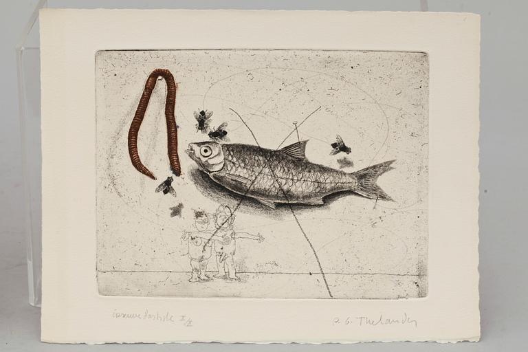 PG THELANDER, bok samt färgetsning, sign och numr Epreuve d´artiste x/x.