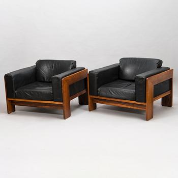 TOBIA SCARPA, a pair of late 1960's 'Bastiano' arm chairs for Haimi.