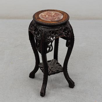 A Chinese wooden stand, with stone inlay, 20th century.