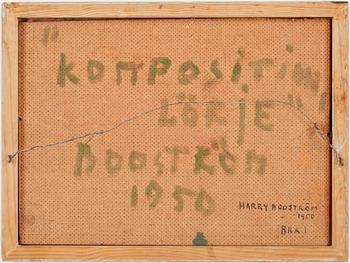 HARRY BOOSTRÖM, Olja på papp-pannå. Sign Booström och dat 1950 a tergo.