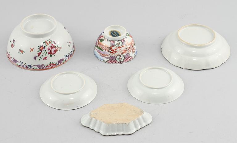 PARTI PORSLIN, 6 delar, Kina, 1700/1800-tal.