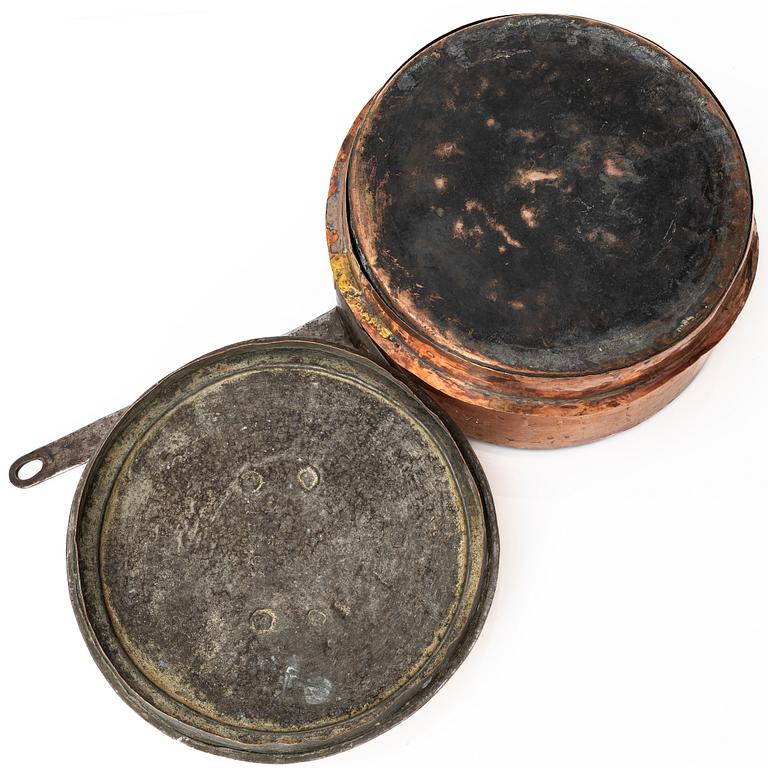 A copper saucepan, from the royal household of Sofia albertina, Sweden, 18th-19th century.