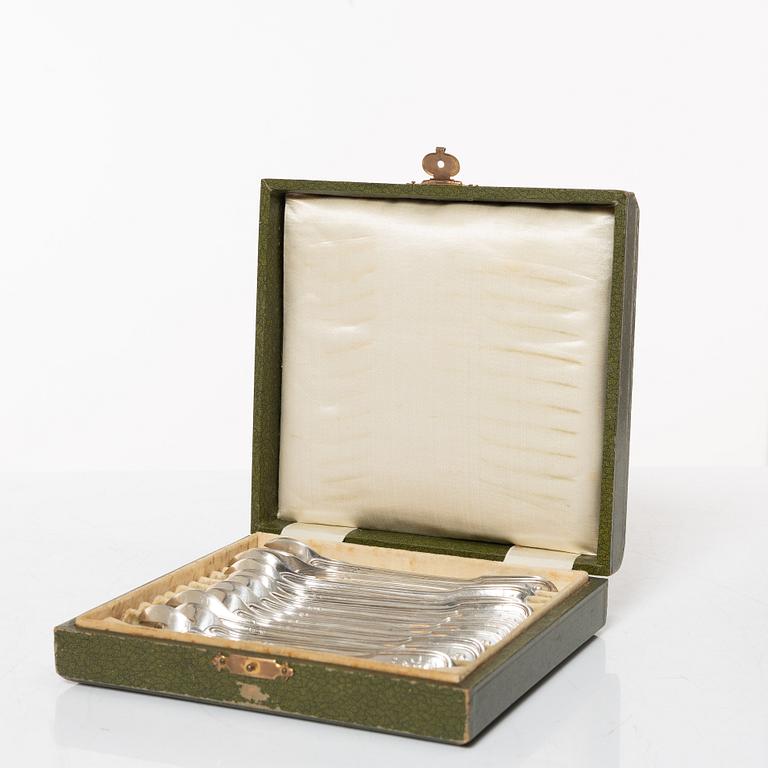 Ostrich forks, 12 pcs, silver 800, 20th Century.