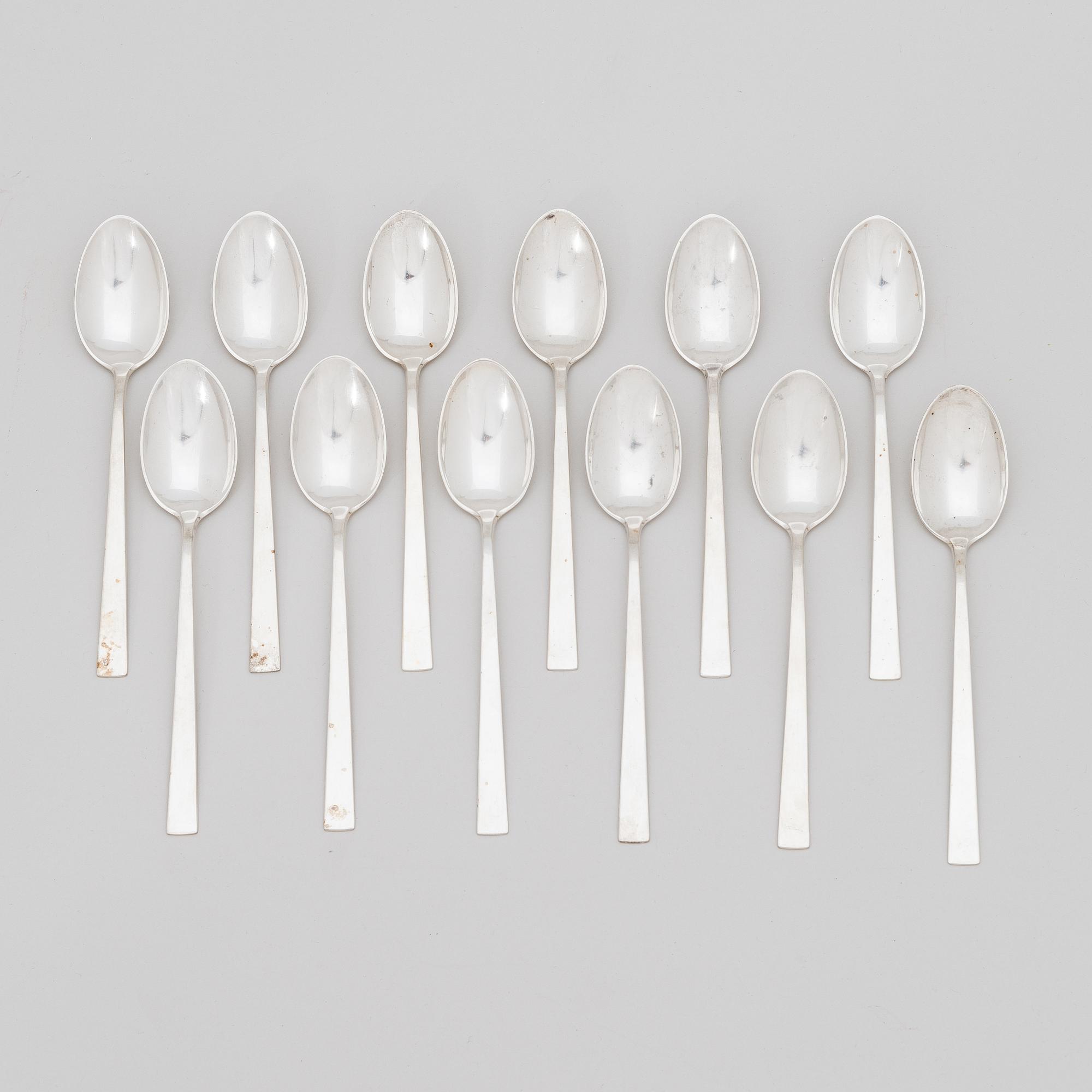 Bertel Gardberg, a 110-piece set of "Birgitta" silver cutlery, marked BG, Hopeatehdas oy, Helsinki 1956-65.