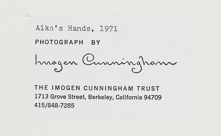 Imogen Cunningham, fotografi präglad signatur.