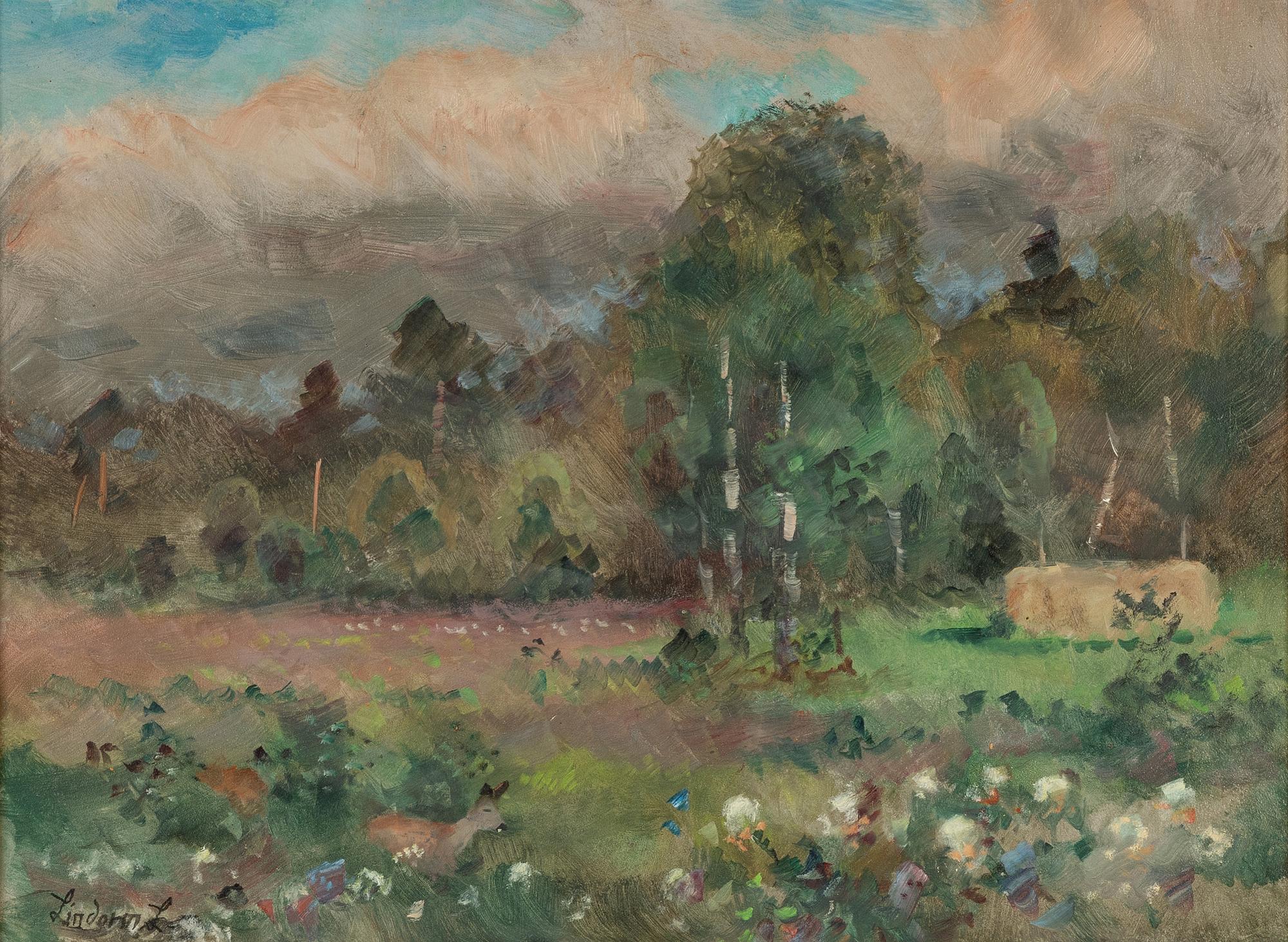 Lindorm Liljefors, Sommarlandskap med rådjur.