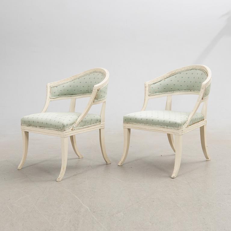 Bergère armchairs, a pair, Gustavian.