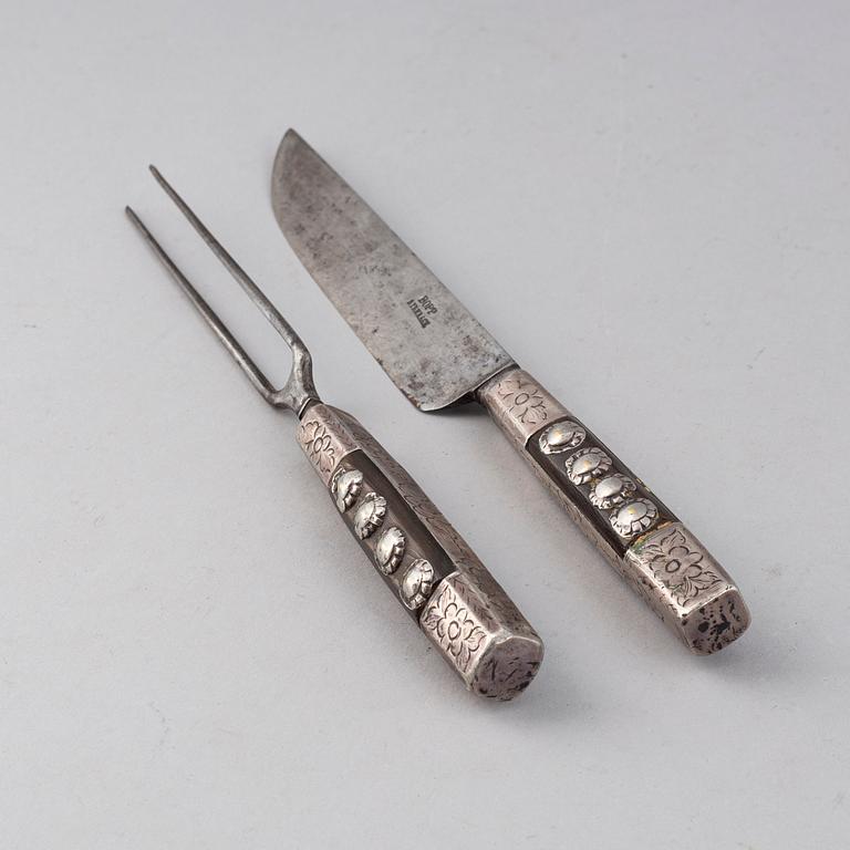 BESTICK ett par, stål och horn , barock, 1700-talets första hälft.