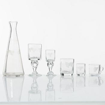 Reijmyre Glasbruk, glass service in model "Antik" (45 pieces).