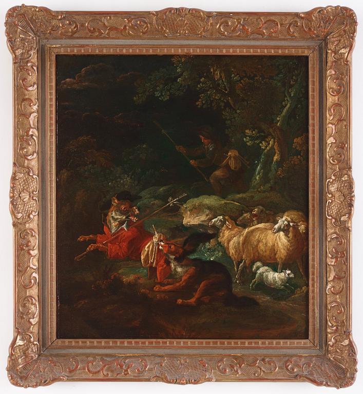 Jean-Baptiste Huet Circle of, Fable with Foxes after La Fontaine.