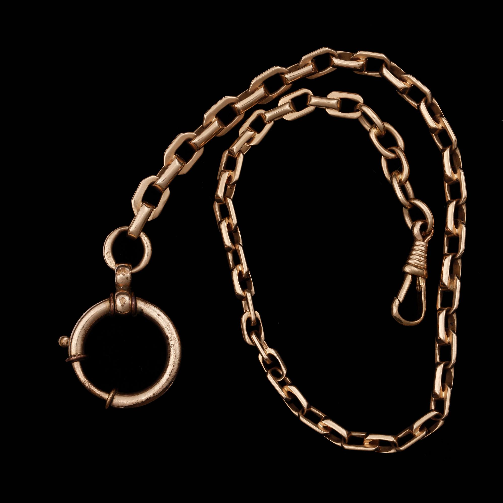 KLOCKKEDJA, guld 14K, troligen tidigt 1900-tal. Vikt ca 22 gram.