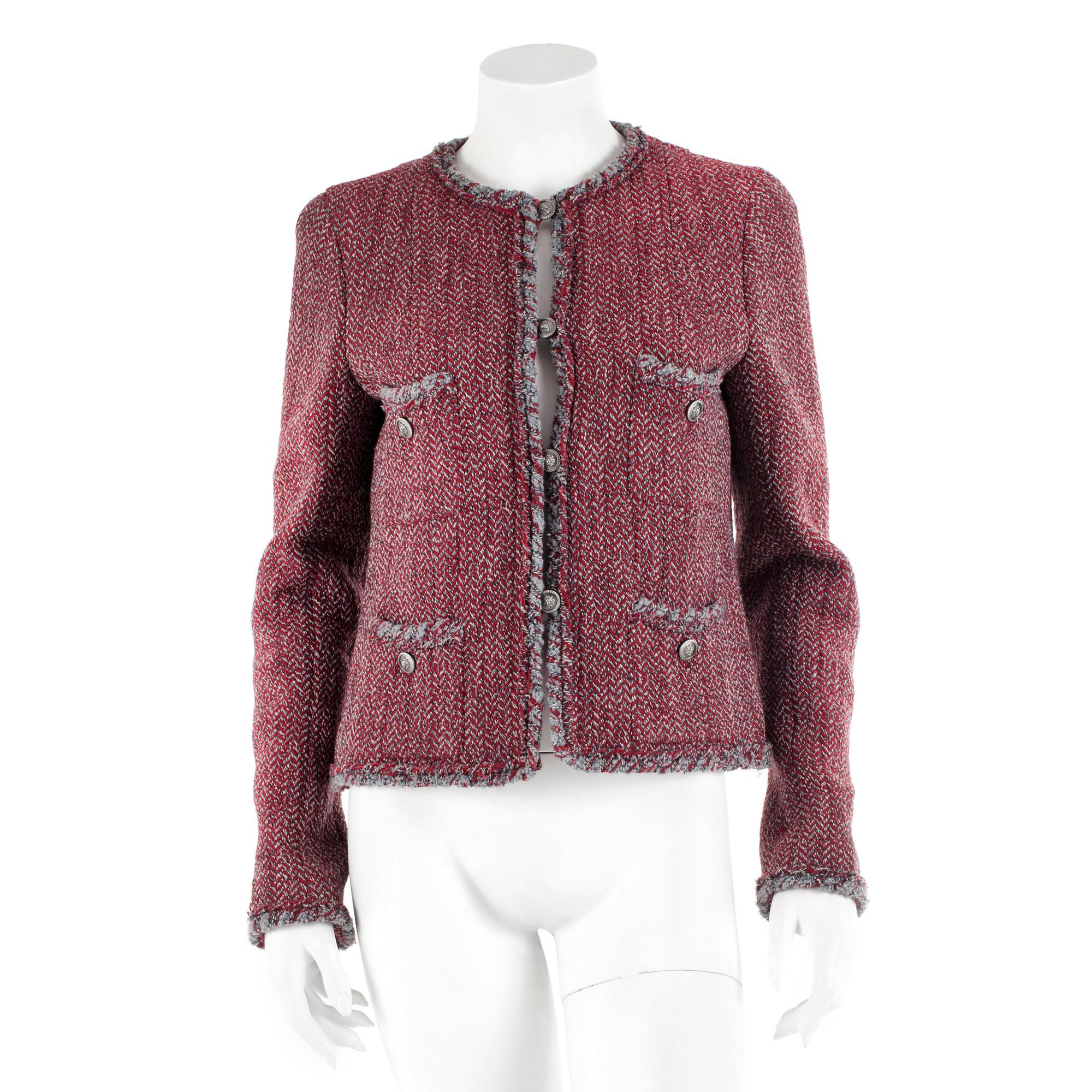 CHANEL, a red woolblend jacket. French size 42.